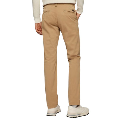 Beige - Back - Boss Mens Crigan2 Leather Label Trousers