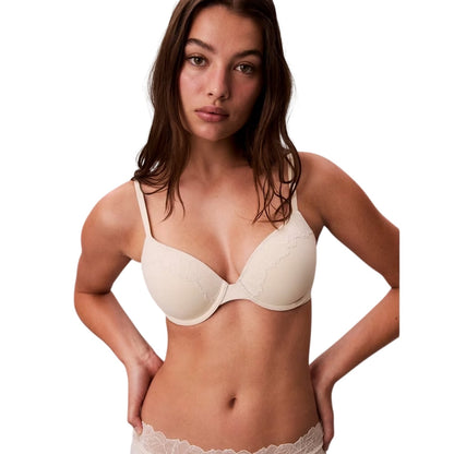 Bone - Side - Calvin Klein Womens-Ladies Iris Floral T-Shirt Bra