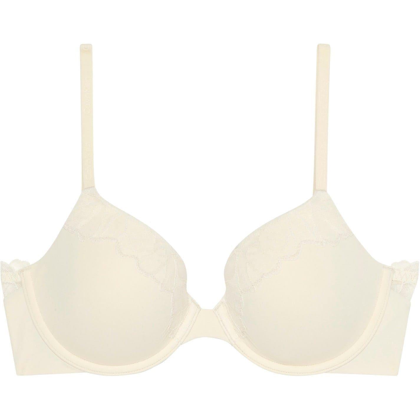Bone - Front - Calvin Klein Womens-Ladies Iris Floral T-Shirt Bra