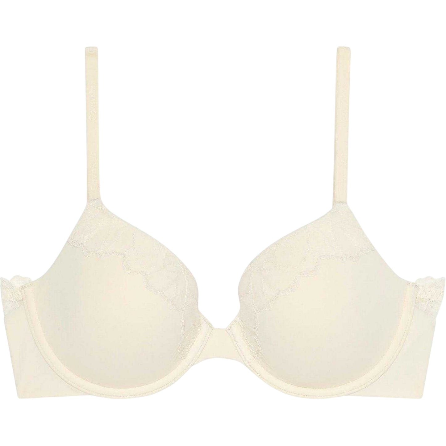 Bone - Front - Calvin Klein Womens-Ladies Iris Floral T-Shirt Bra