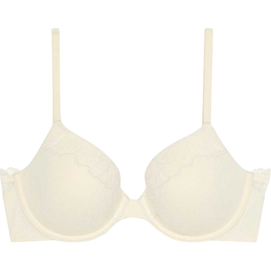 Bone - Front - Calvin Klein Womens-Ladies Iris Floral T-Shirt Bra