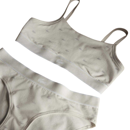 White - Side - Lacoste Womens-Ladies Logo All-Over Print Bralette