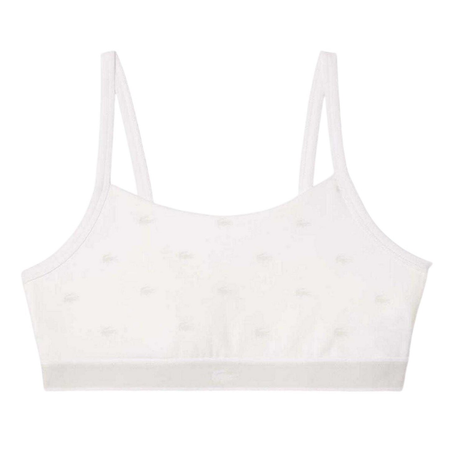White - Front - Lacoste Womens-Ladies Logo All-Over Print Bralette