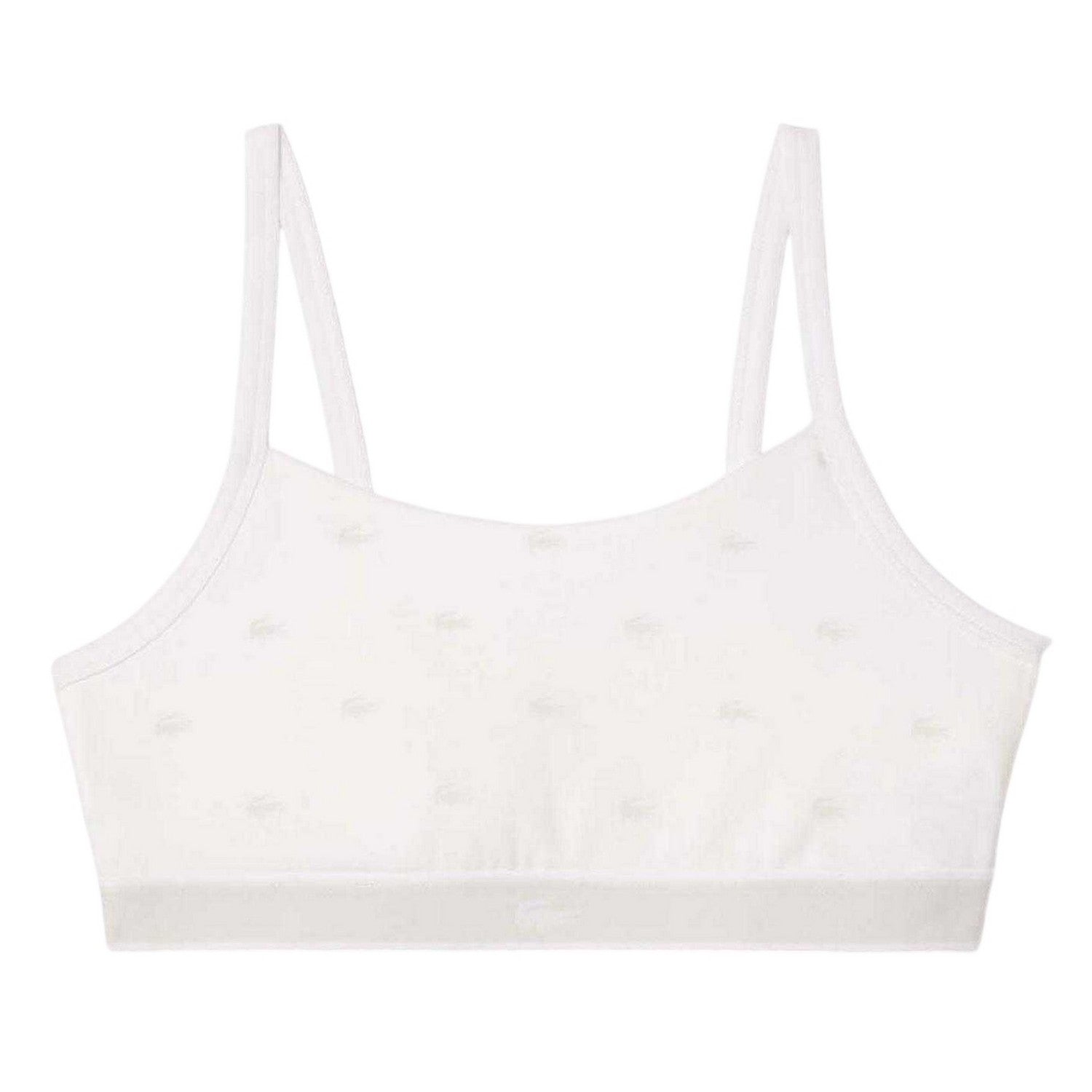 White - Front - Lacoste Womens-Ladies Logo All-Over Print Bralette