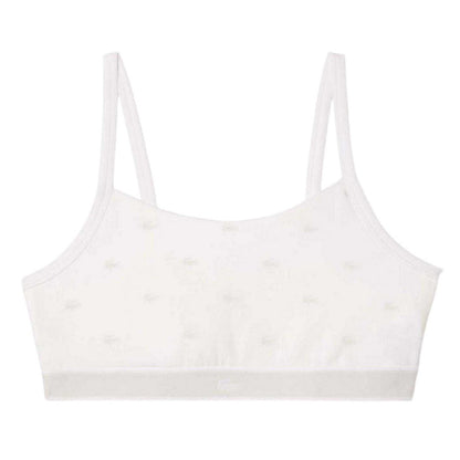 White - Front - Lacoste Womens-Ladies Logo All-Over Print Bralette
