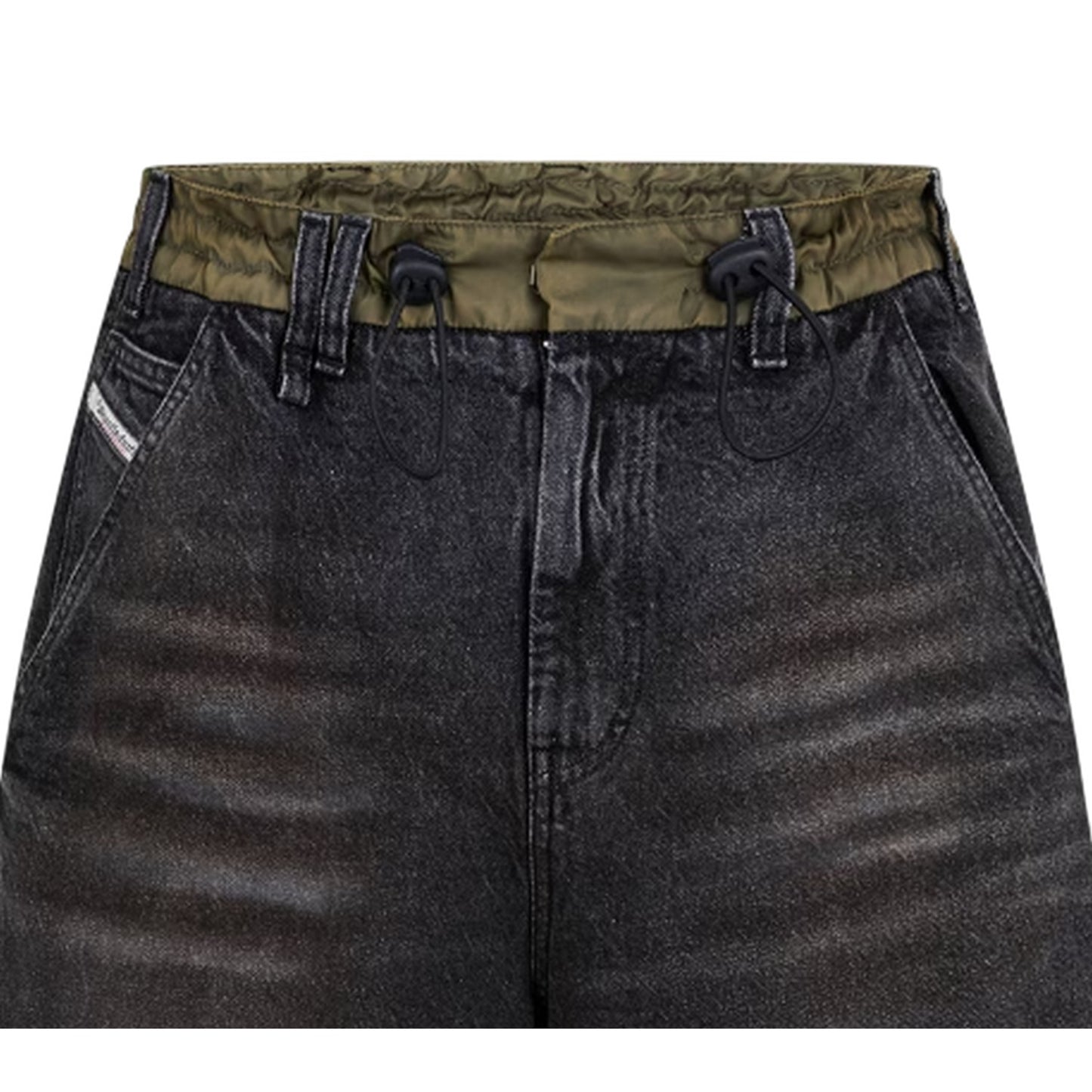 Black - Side - Diesel Mens Washed Denim Shorts