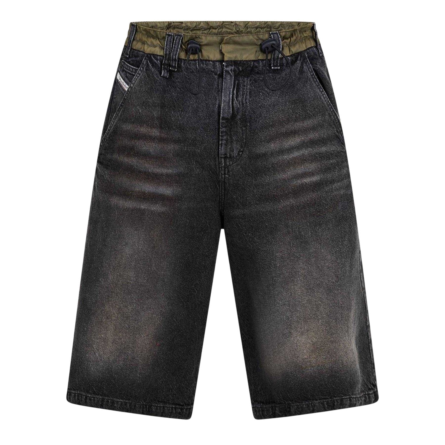 Black - Front - Diesel Mens Washed Denim Shorts