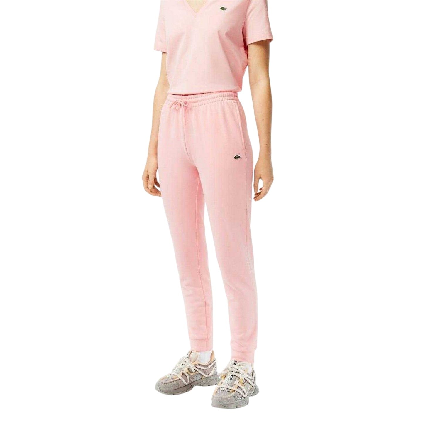 Pink - Side - Lacoste Womens-Ladies Polycotton Joggers
