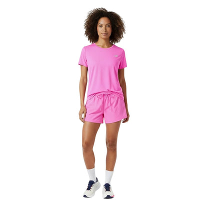Pink - Close up - New Balance Womens-Ladies Performance Short-Sleeved Running Top