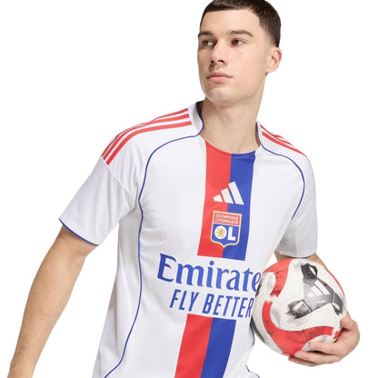 White - Side - Adidas Unisex Adult 2025-2026 Olympique Lyonnais Home Shirt