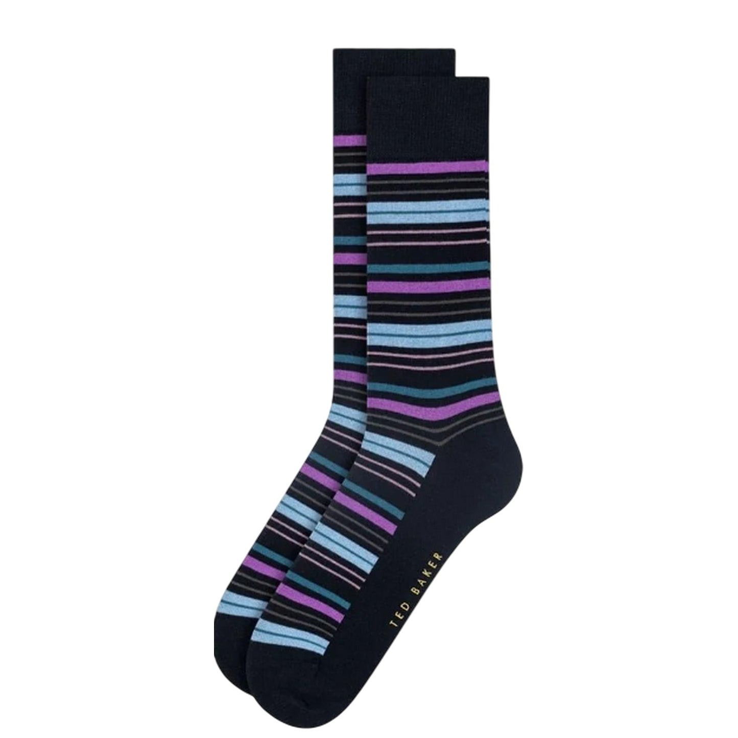 Navy-Blue-Grey - Back - Ted Baker Mens Stripe Crew Socks (Pack of 3)