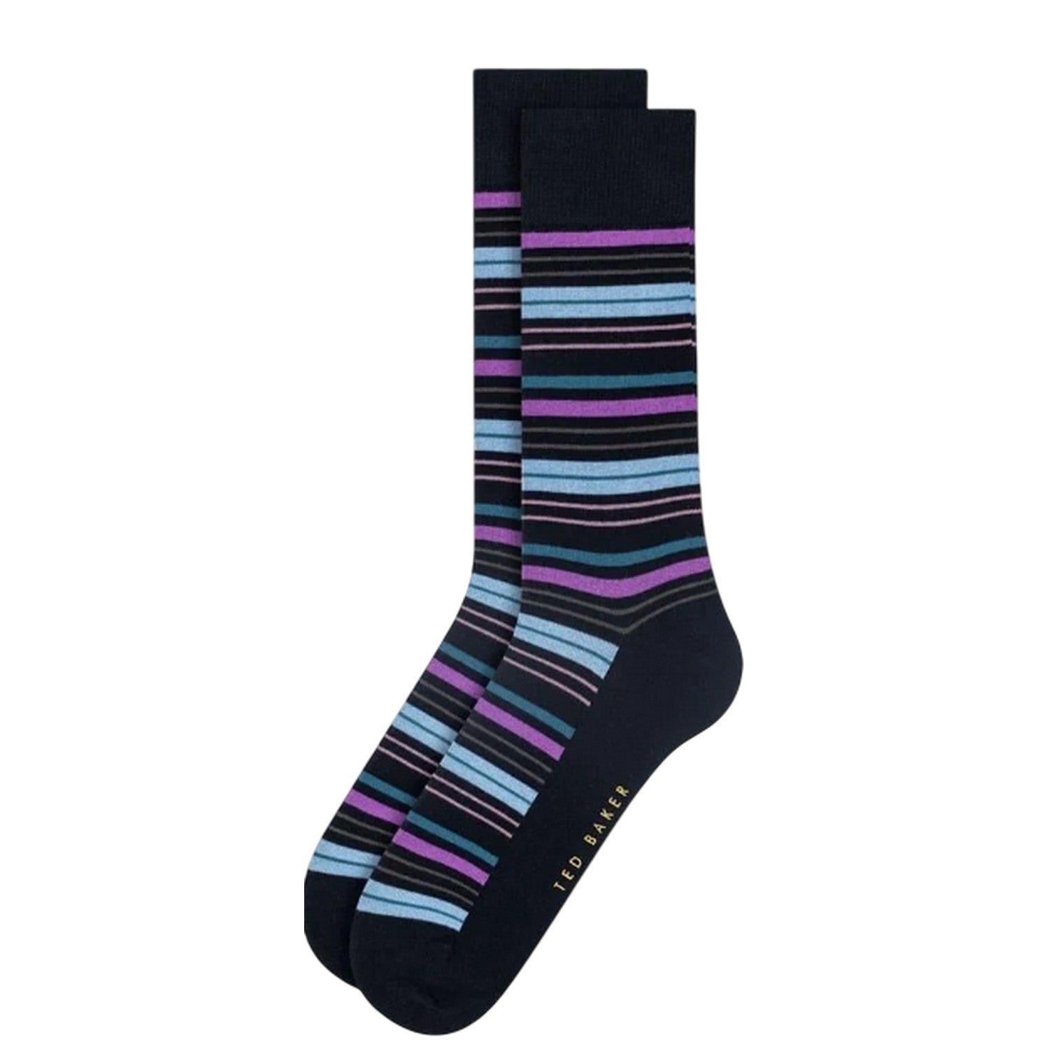 Navy-Blue-Grey - Back - Ted Baker Mens Stripe Crew Socks (Pack of 3)