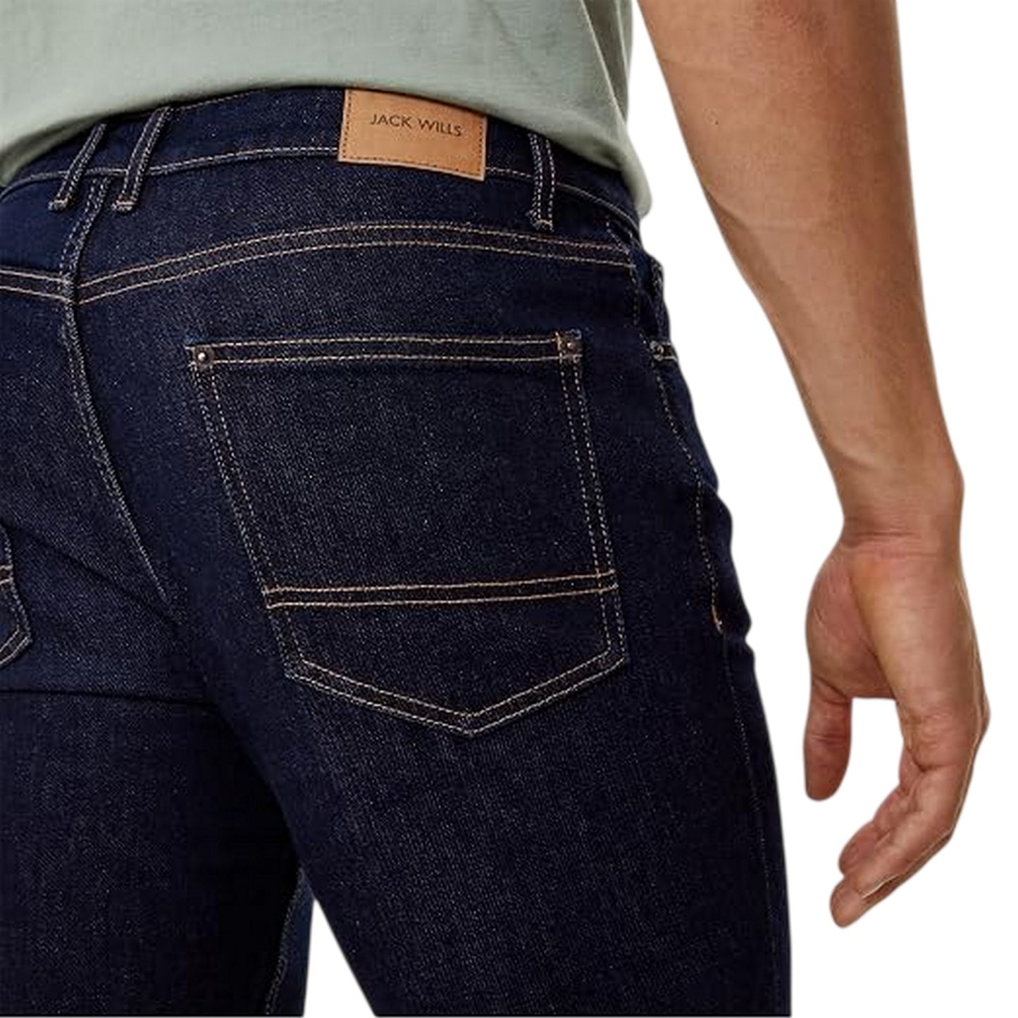 Indigo - Side - Jack Wills Mens Denim Faded Slim Jeans