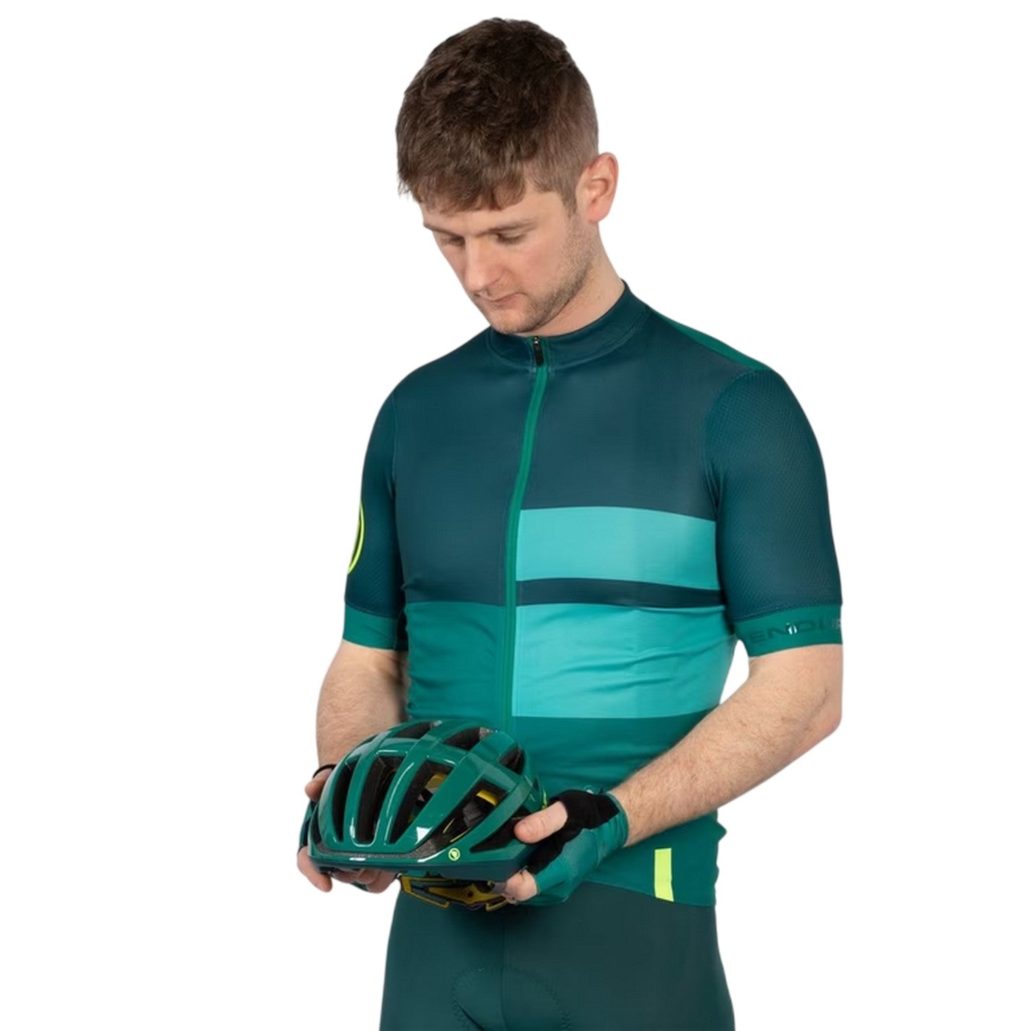 Emerald Green - Side - Endura Mens Short-Sleeved Cycling Jersey