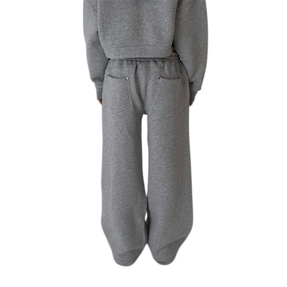 Grey - Back - The Ragged Priest Womens-Ladies Fleece Open Hem Joggers