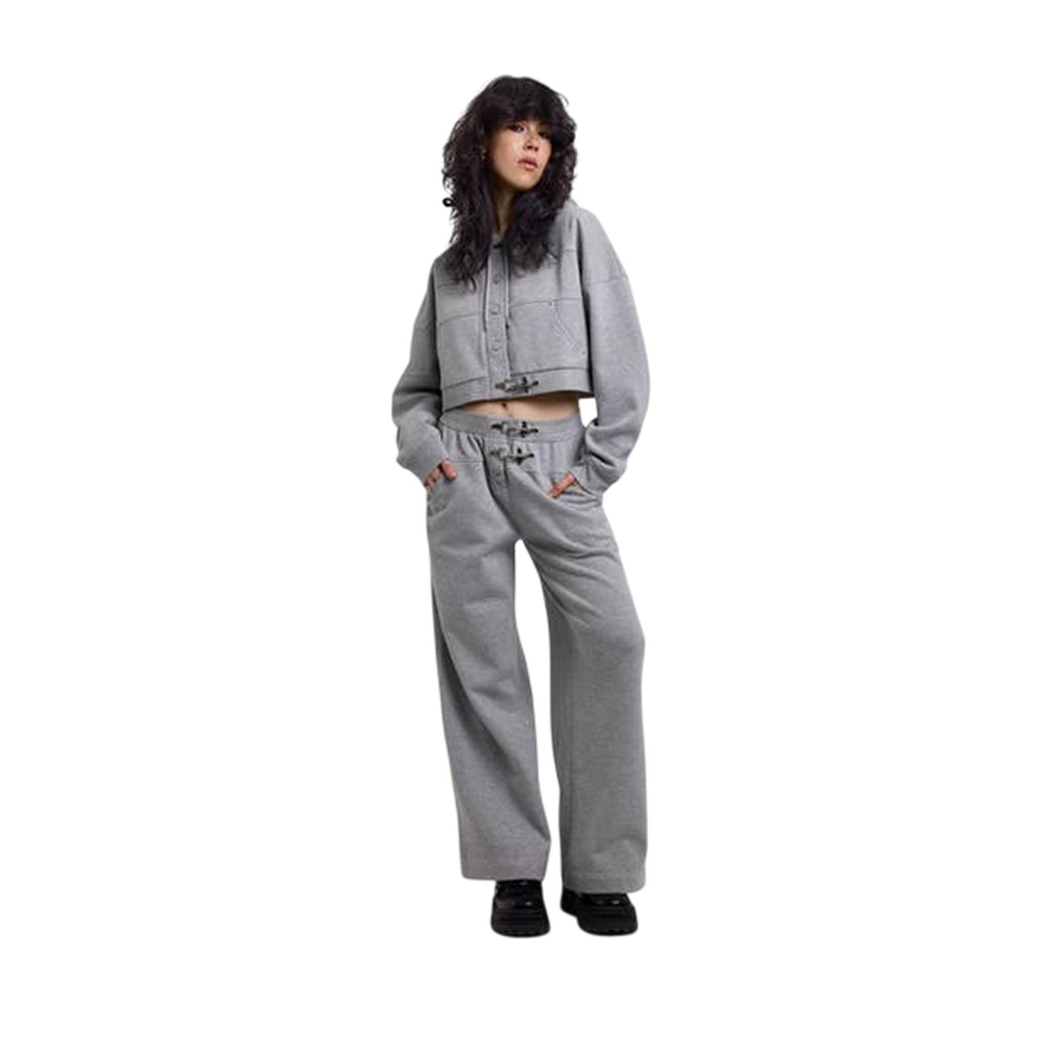 Grey - Lifestyle - The Ragged Priest Womens-Ladies Fleece Open Hem Joggers