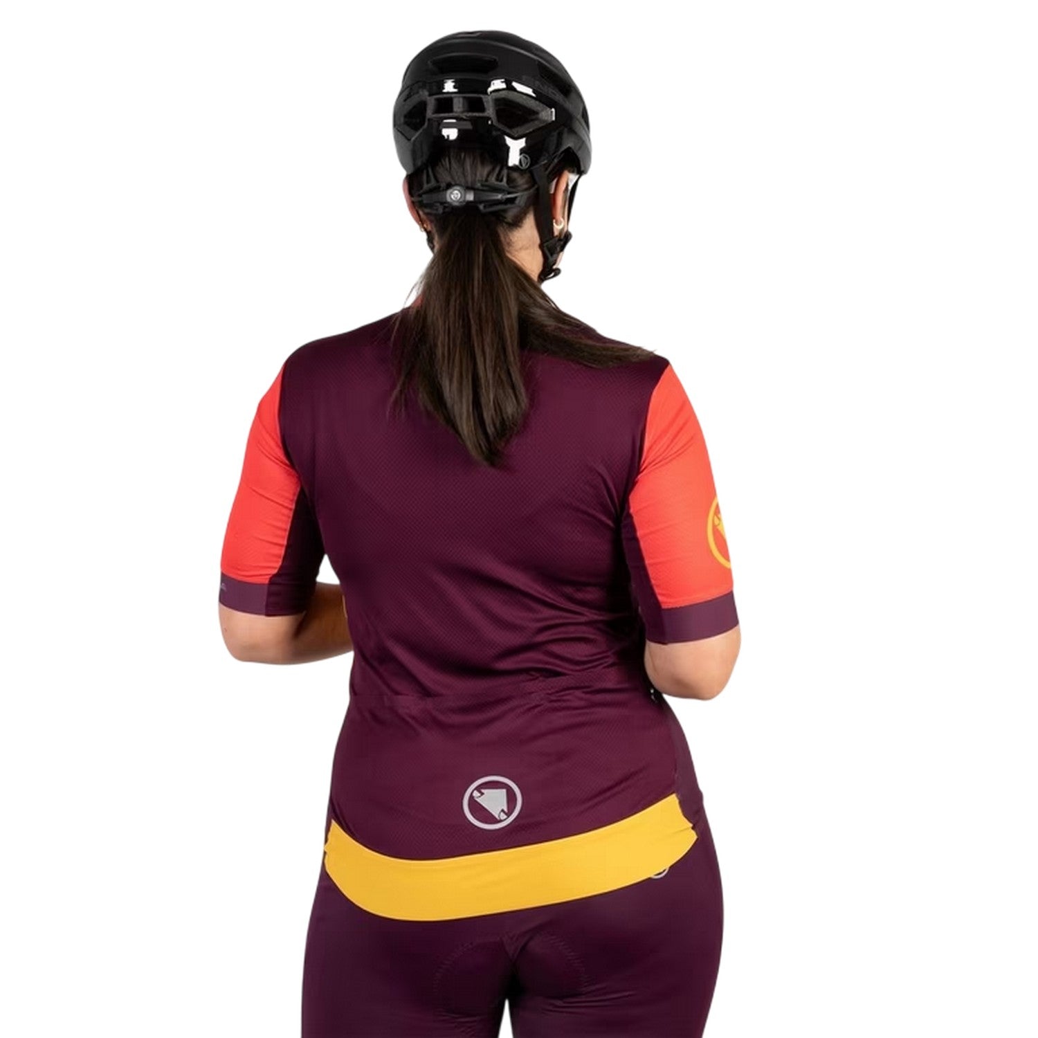 Pomegranate - Back - Endura Womens-Ladies Mock Neck Slim Short-Sleeved Athletic Cycling Jersey