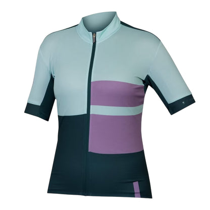 Violet - Front - Endura Womens-Ladies Mock Neck Slim Short-Sleeved Athletic Cycling Jersey
