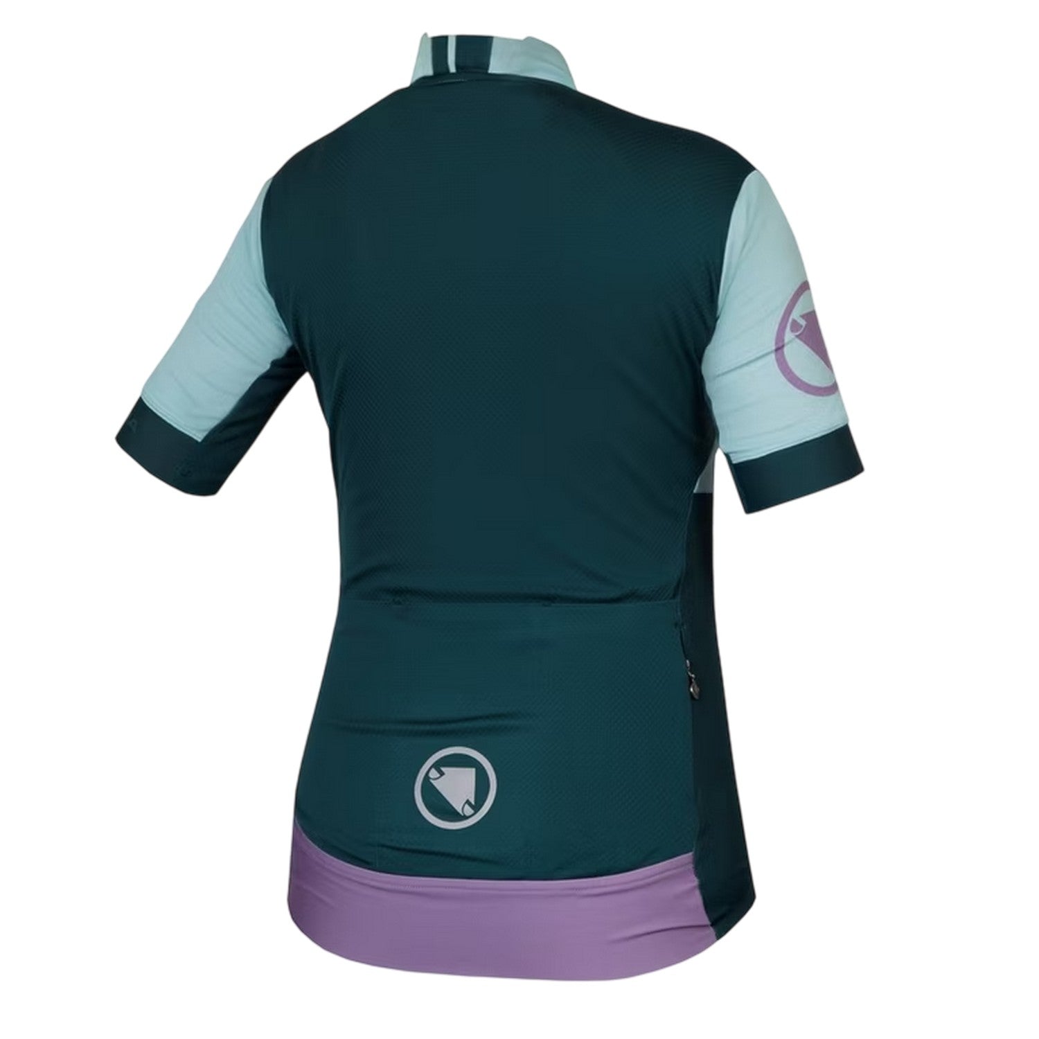 Violet - Back - Endura Womens-Ladies Mock Neck Slim Short-Sleeved Athletic Cycling Jersey