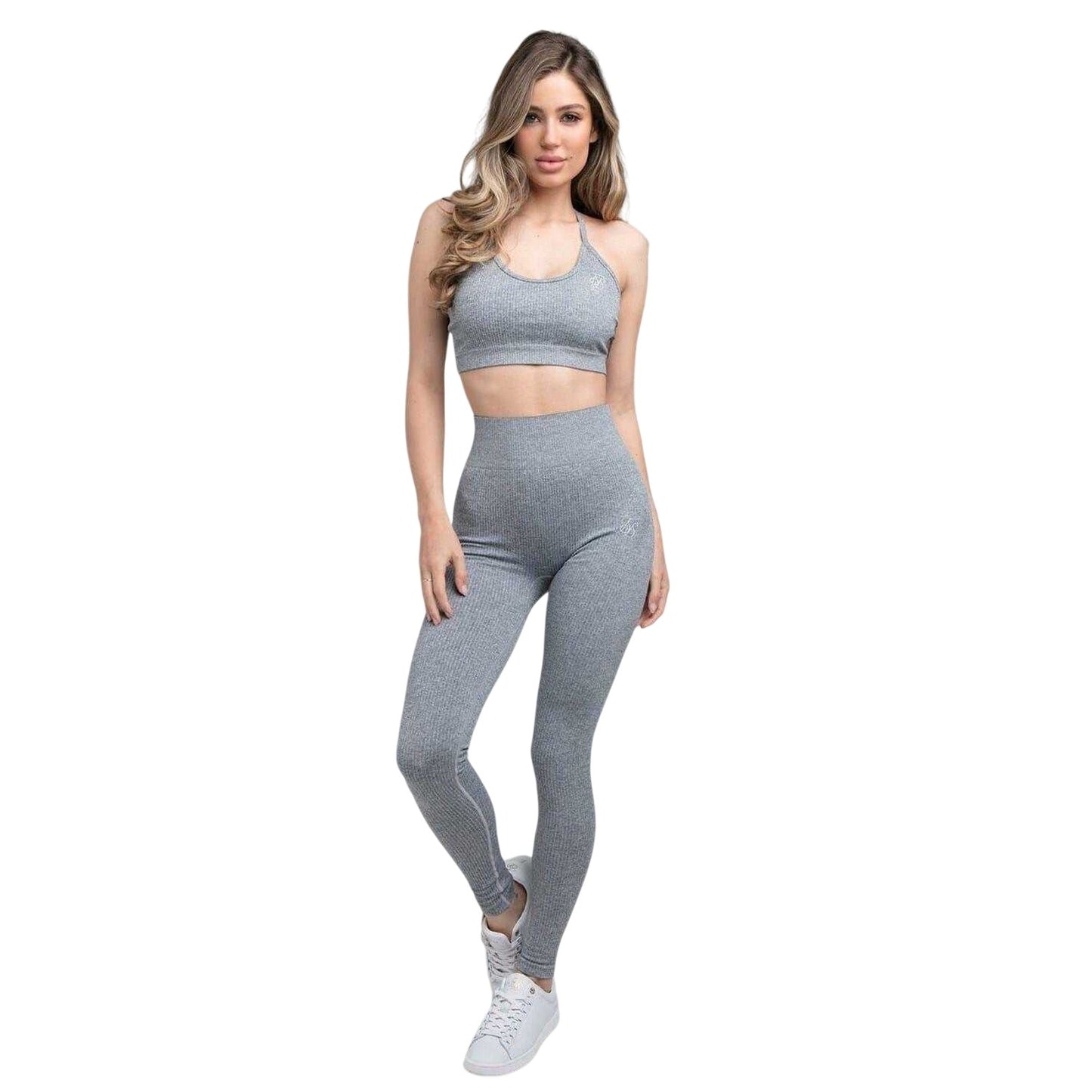 Grey - Lifestyle - SikSilk Womens-Ladies Ribbed Sports Bra