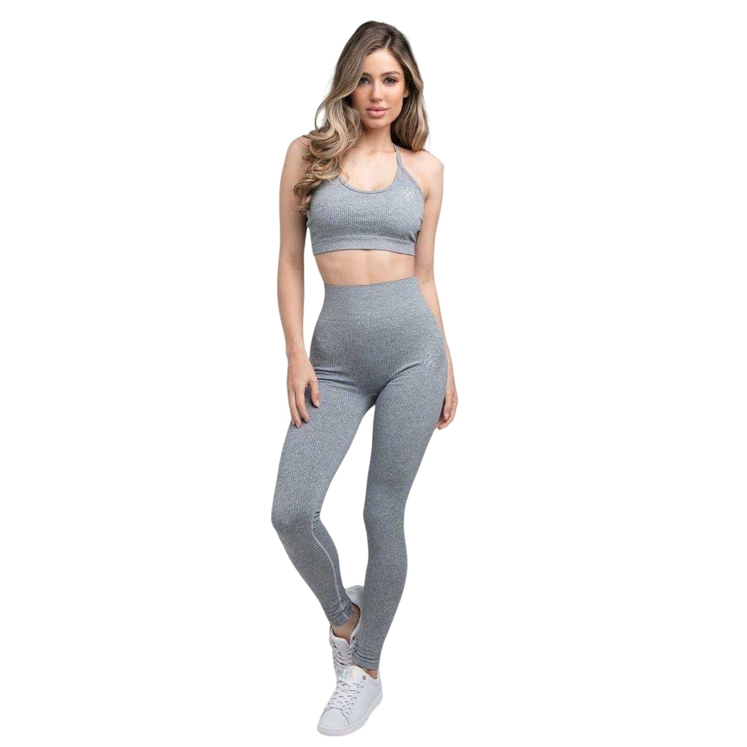 Grey - Lifestyle - SikSilk Womens-Ladies Ribbed Sports Bra