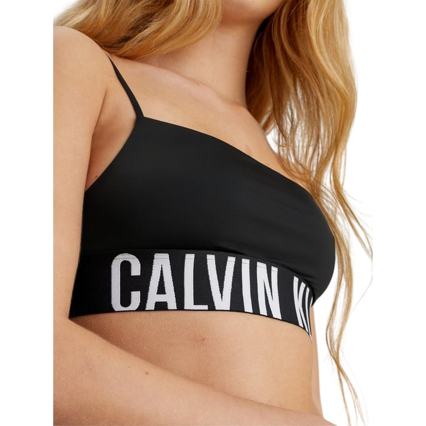 Black - Side - Calvin Klein Womens-Ladies Repeat Logo Snug Fit Sports Bra