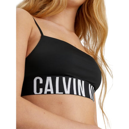 Black - Side - Calvin Klein Womens-Ladies Repeat Logo Snug Fit Sports Bra