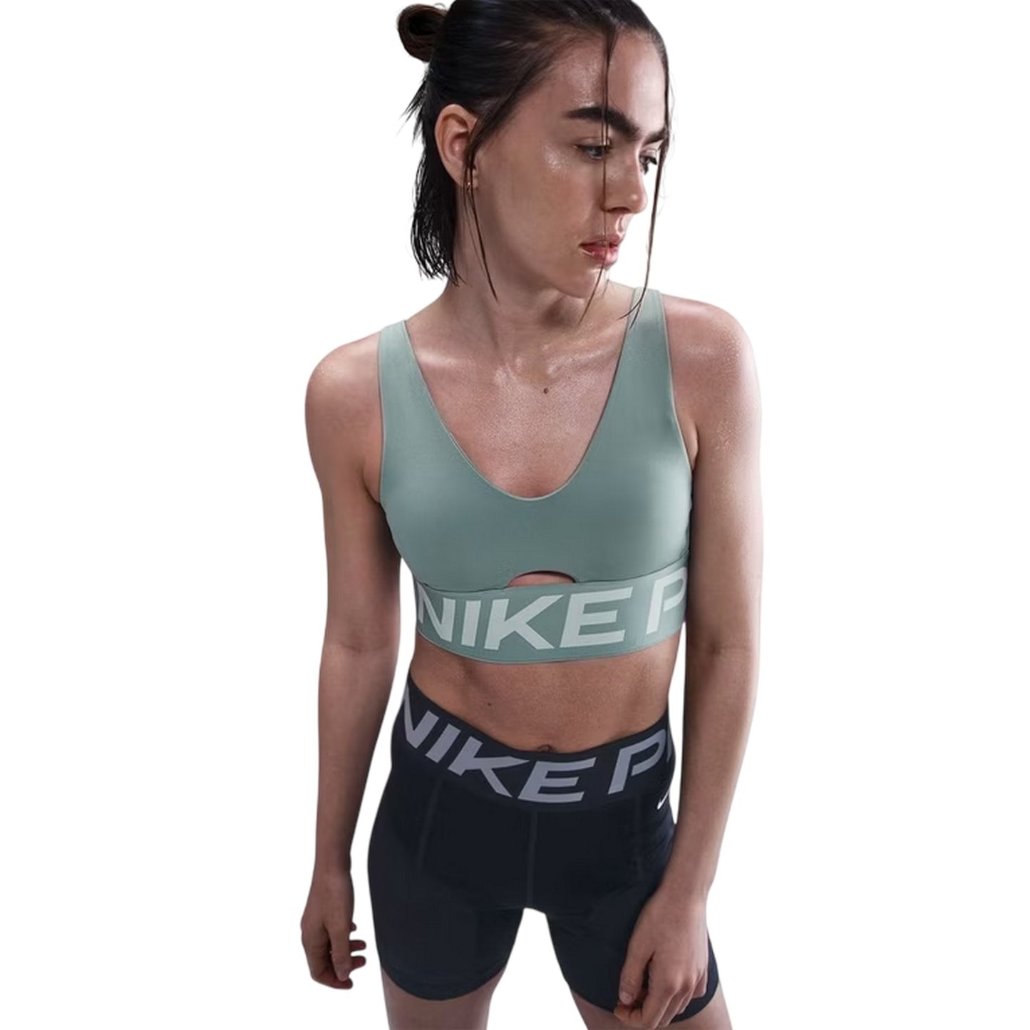Cannon-White - Front - Nike Womens-Ladies Indy Plunge Sports Bra