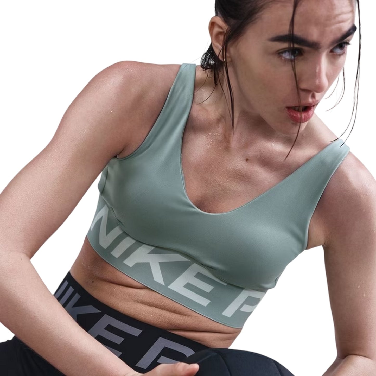 Cannon-White - Side - Nike Womens-Ladies Indy Plunge Sports Bra