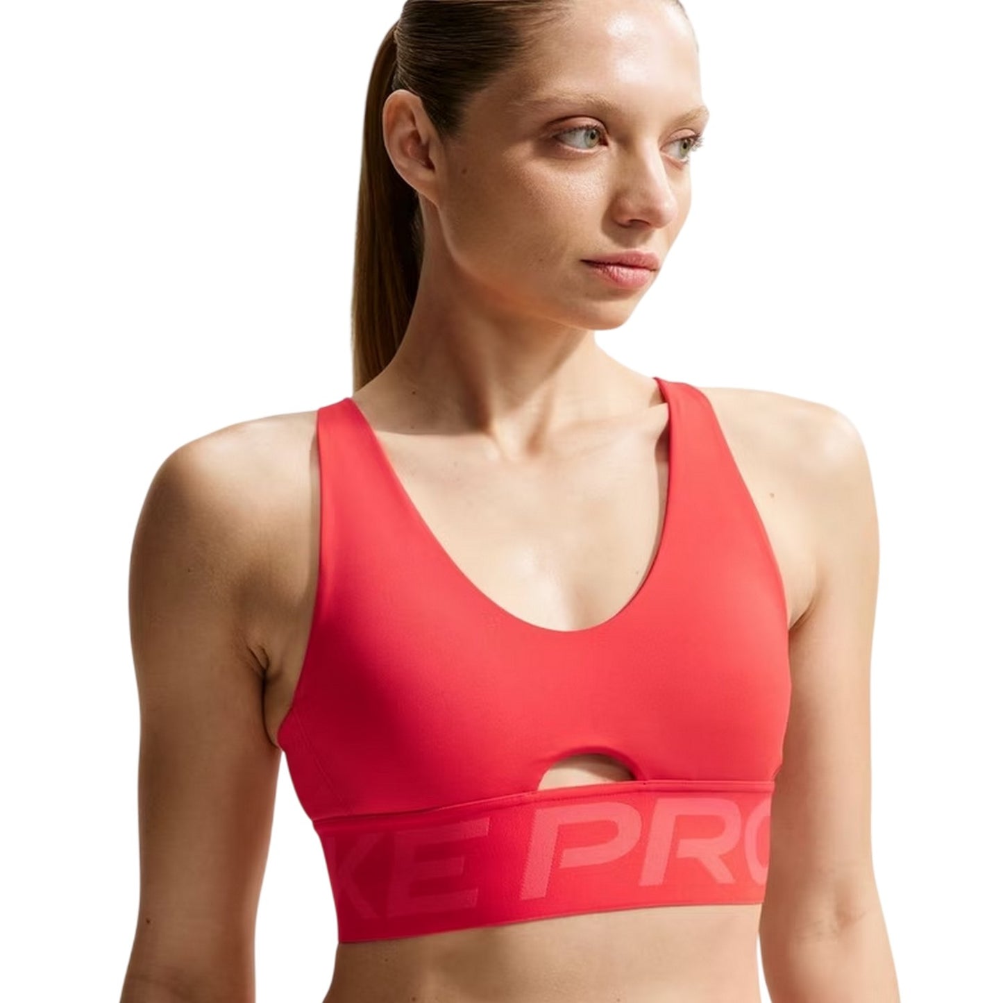 Crimson-Red-White - Front - Nike Womens-Ladies Indy Plunge Sports Bra