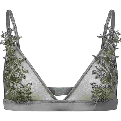 Green - Side - Glamorous Womens-Ladies Floral Sheer Bra