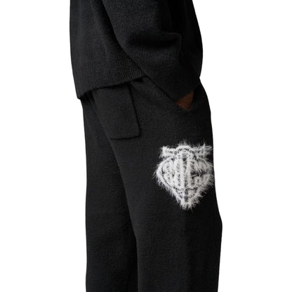 Black - Side - Couture Mens Fluffy Casual Joggers