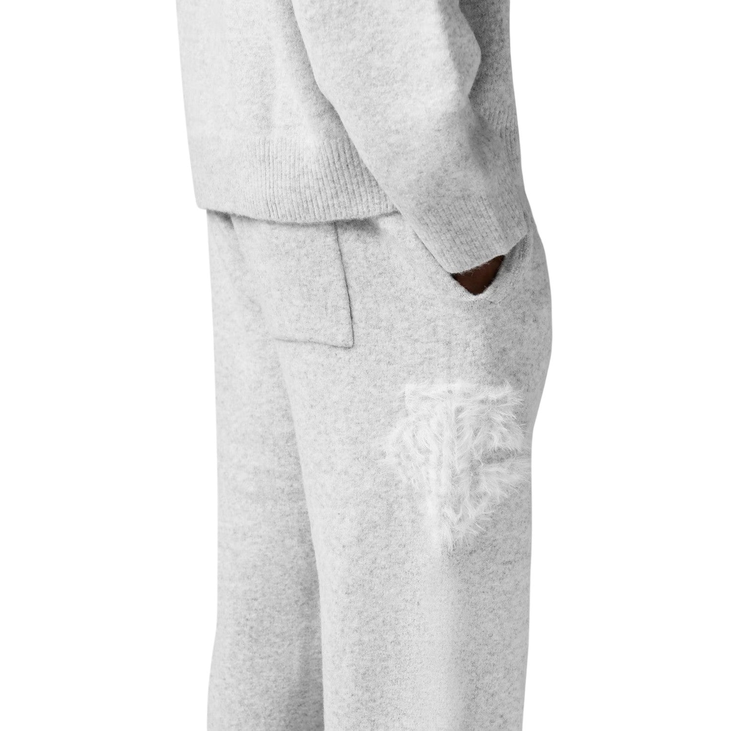 Grey - Side - Couture Mens Fluffy Casual Joggers