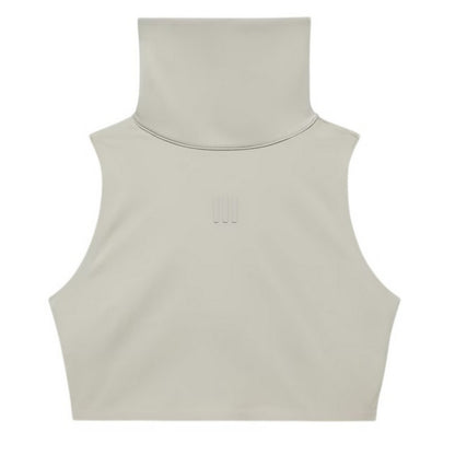 Sesame - Back - Adidas Womens-Ladies High-Neck Crop Top