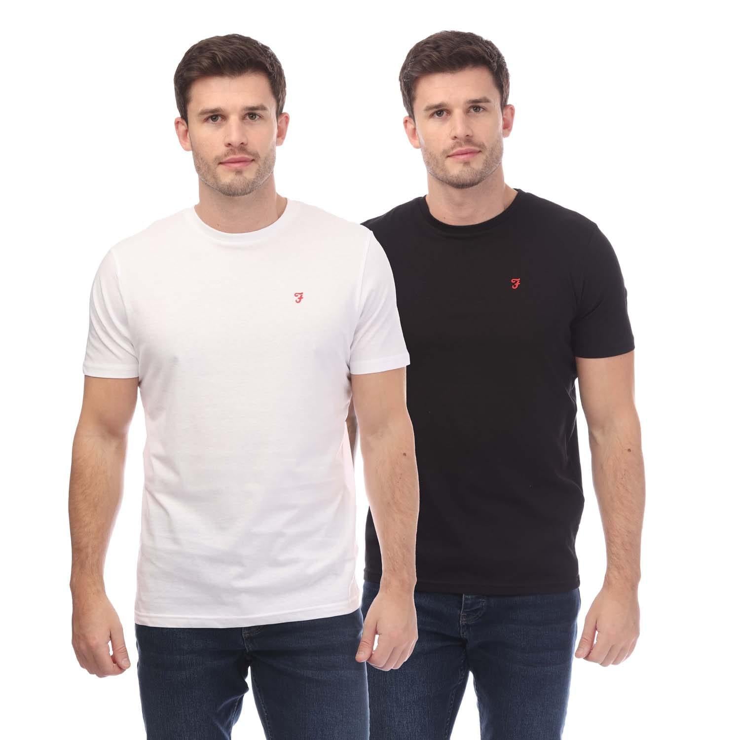Black-Grey - Front - Farah Mens Neico Lounge T-Shirt (Pack of 2)