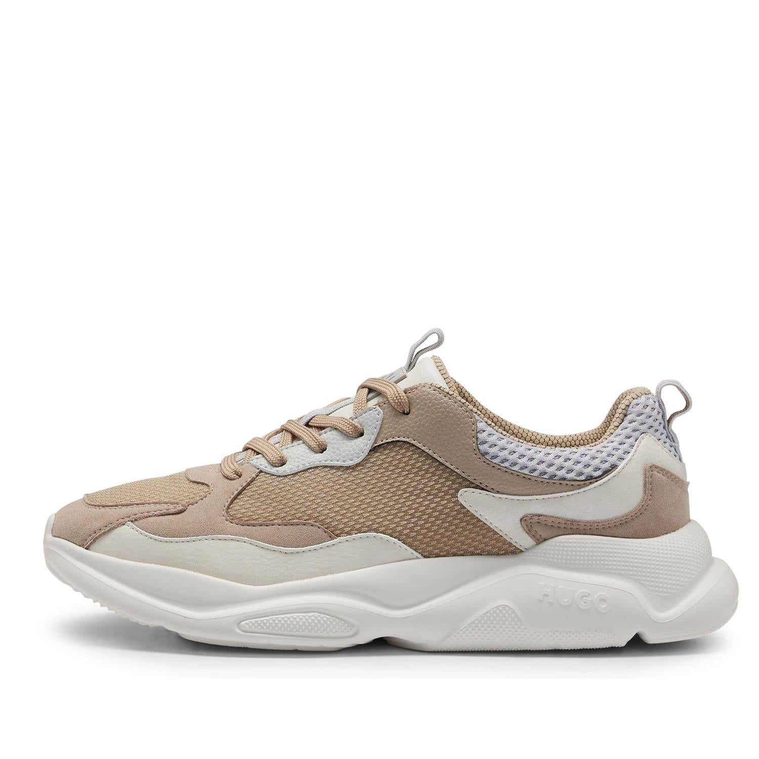 Beige - Back - Hugo Mens Leon Running Trainers