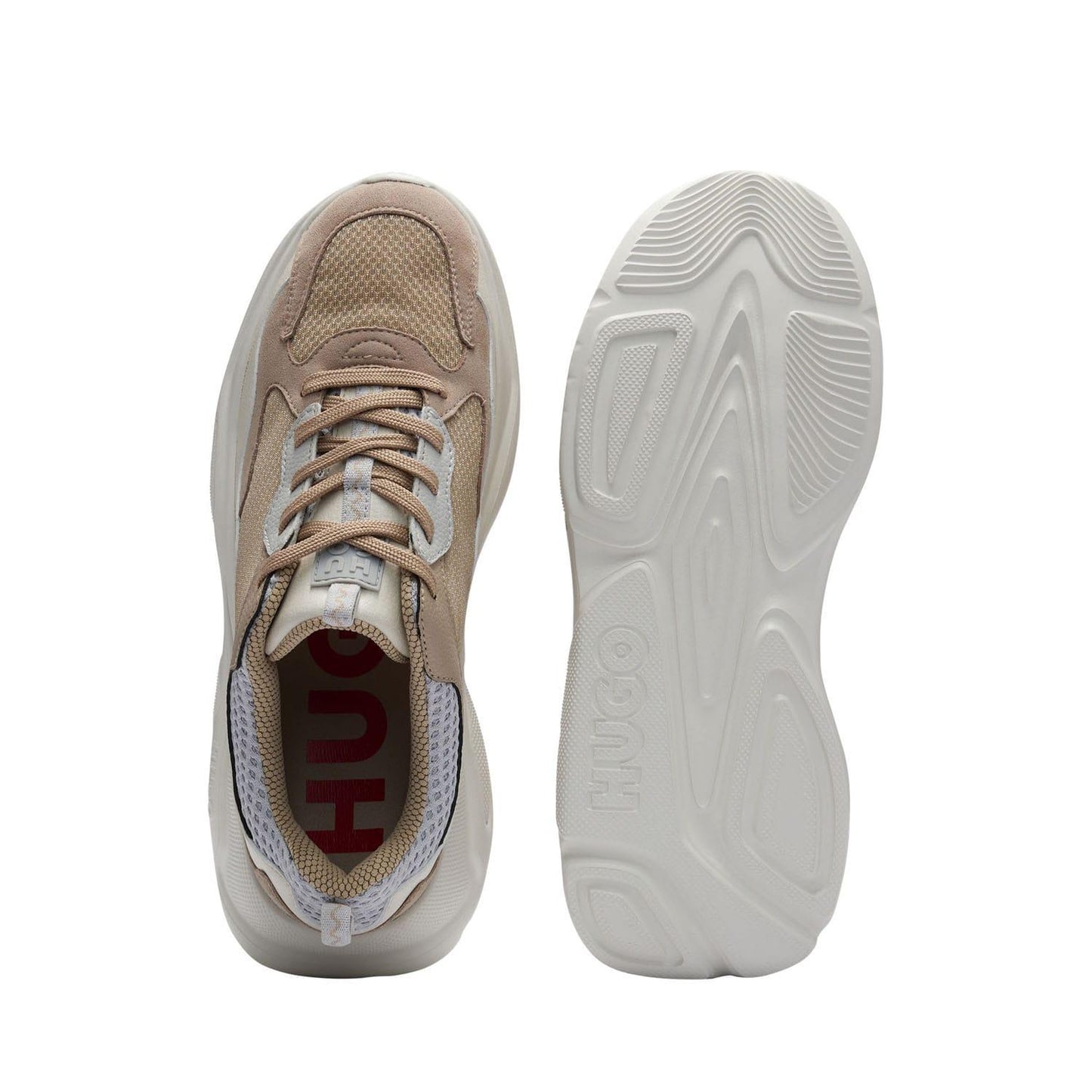 Beige - Close up - Hugo Mens Leon Running Trainers