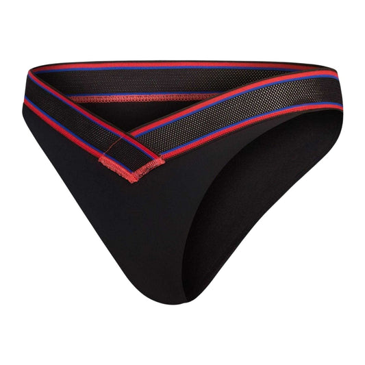 Grey - Front - Speedo Womens-Ladies Striped V-Cut Bikini Bottoms