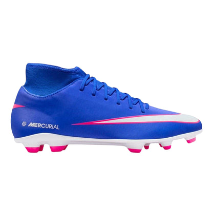 Blue-White-Pink - Front - Nike Unisex Adult Mercurial Superfly 10 Club Firm Ground Football Boots