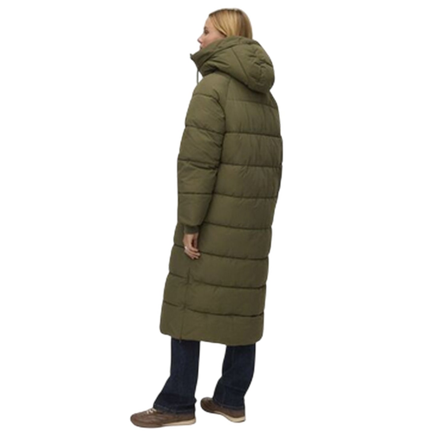 Green - Back - Vero Moda Womens-Ladies Elanor Laurie Padded Long Coat