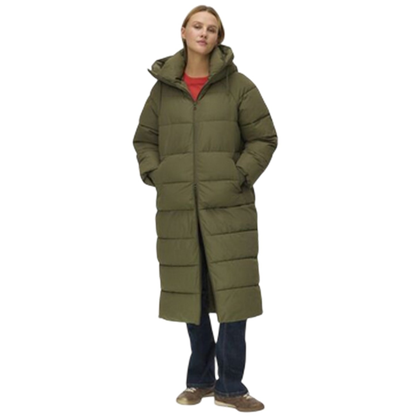 Green - Lifestyle - Vero Moda Womens-Ladies Elanor Laurie Padded Long Coat