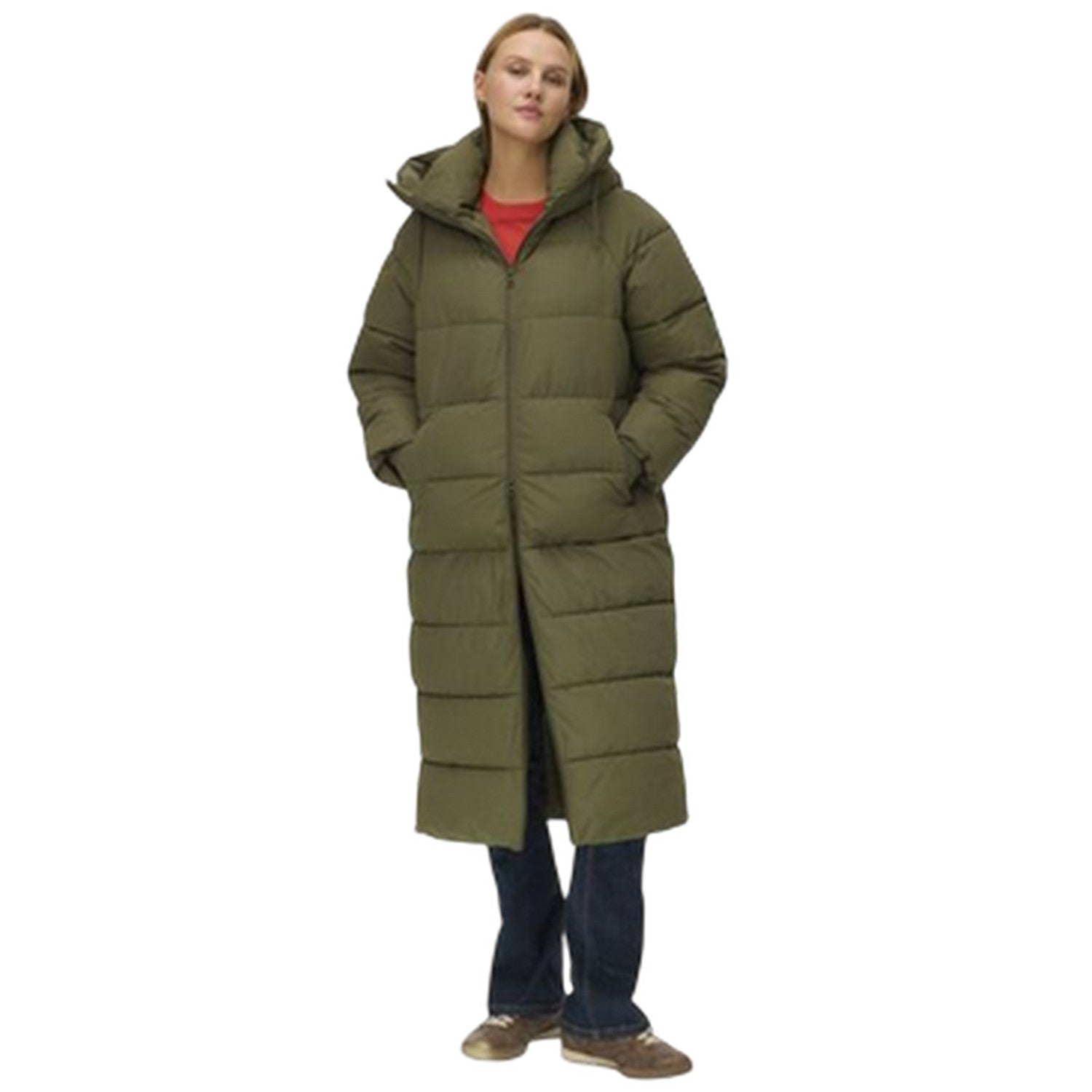 Green - Lifestyle - Vero Moda Womens-Ladies Elanor Laurie Padded Long Coat
