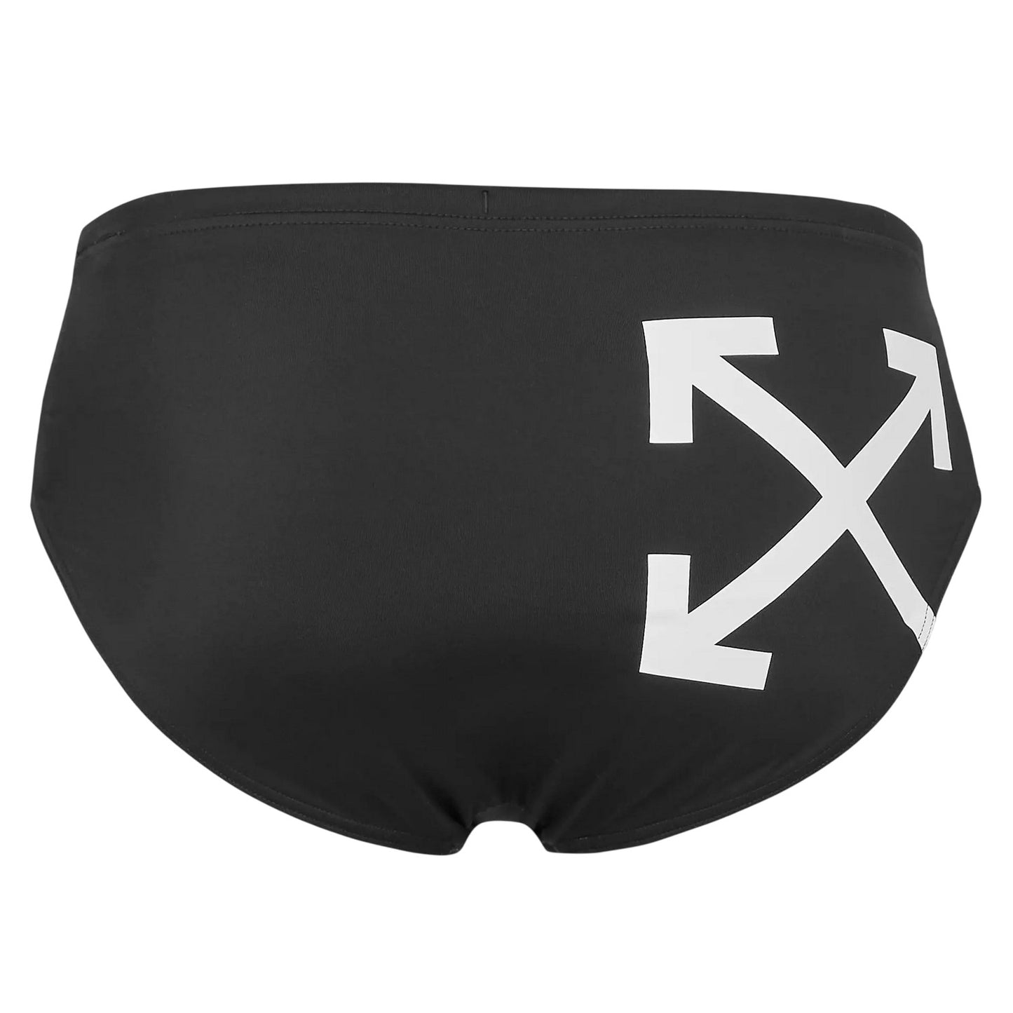 Black-White - Back - Off White Mens Arrow Logo Regular Swimming Swim Briefs