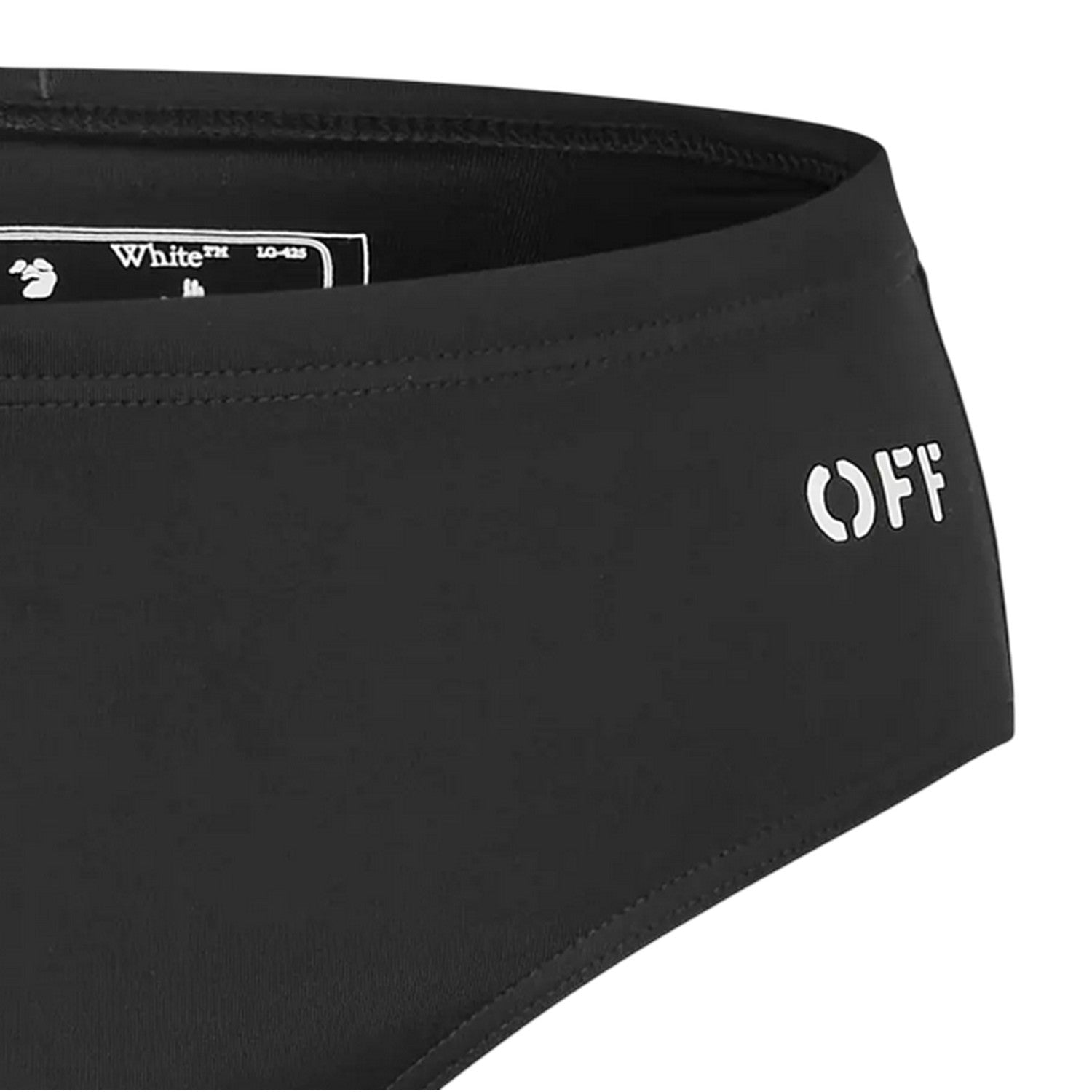 Black-White - Side - Off White Mens Arrow Logo Regular Swimming Swim Briefs