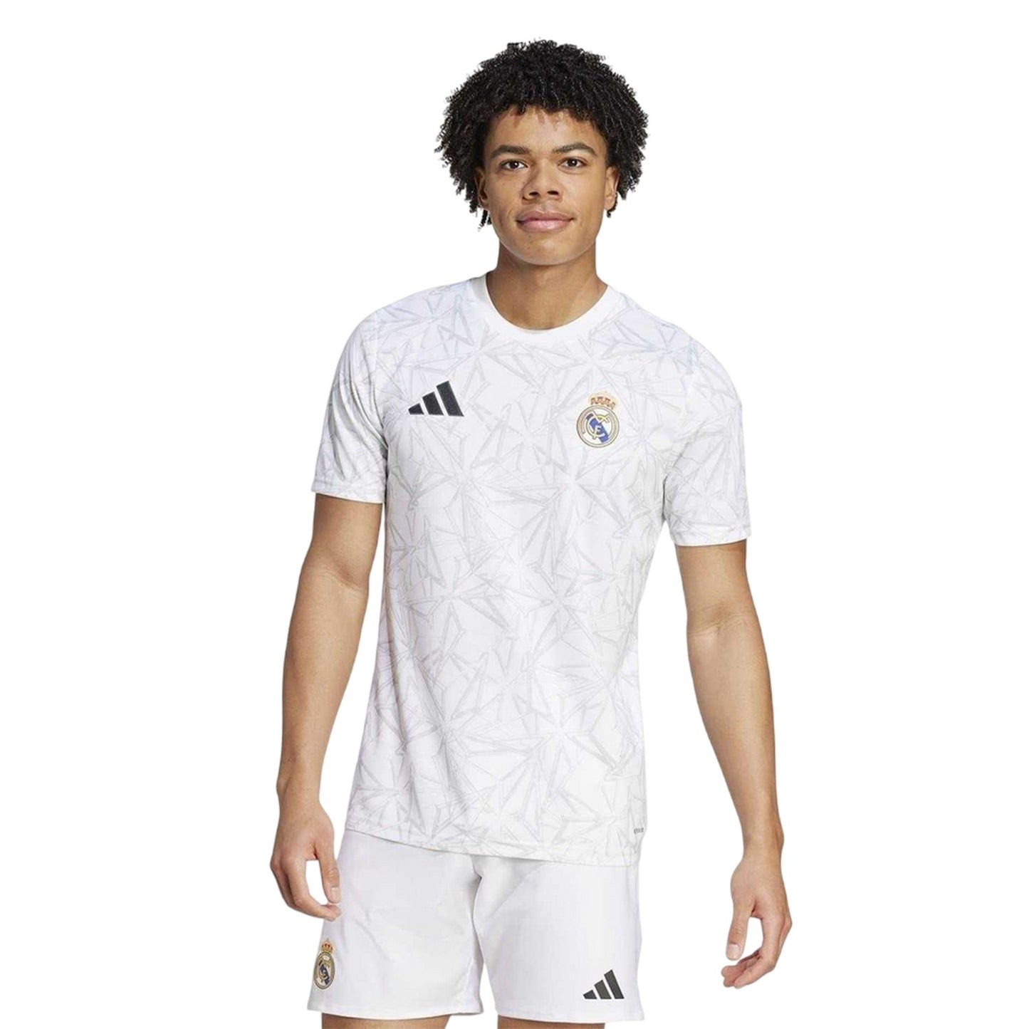 White - Pack Shot - Adidas Unisex Adult Pre-Match Real Madrid CF Football Shirt