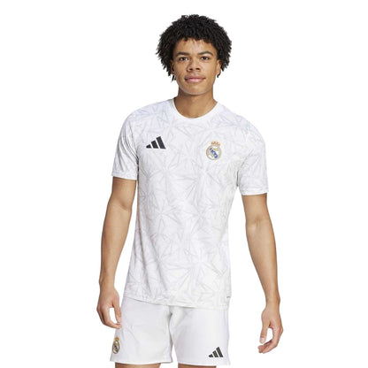 White - Pack Shot - Adidas Unisex Adult Pre-Match Real Madrid CF Football Shirt