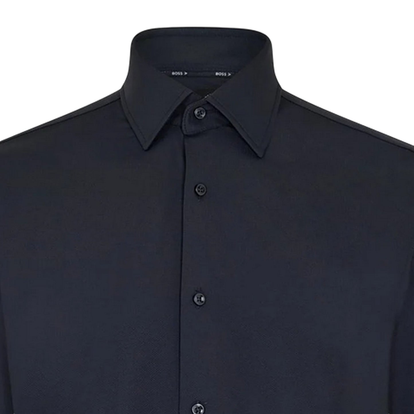 Black - Side - Boss Mens P-Hank Oxford Kent Collar Long-Sleeved Shirt