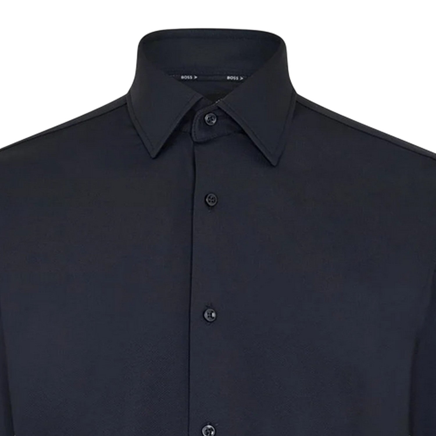 Black - Side - Boss Mens P-Hank Oxford Kent Collar Long-Sleeved Shirt