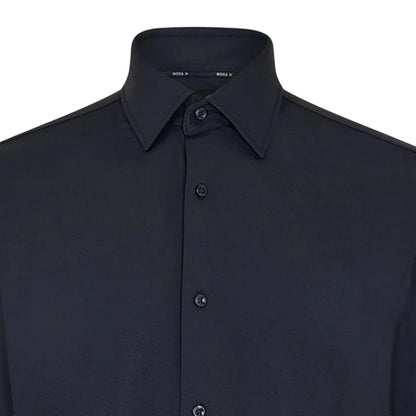 Black - Side - Boss Mens P-Hank Oxford Kent Collar Long-Sleeved Shirt