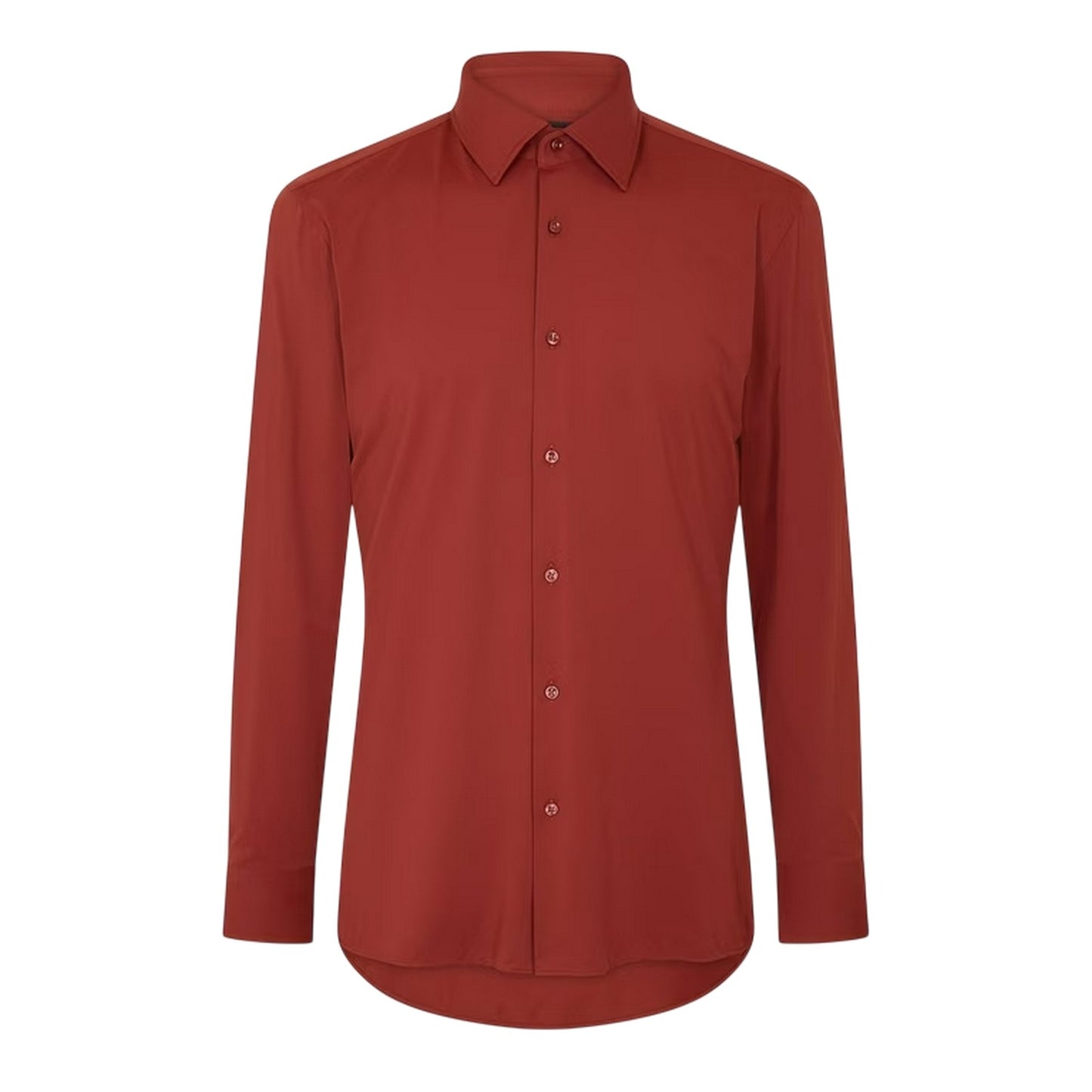 Brown - Front - Boss Mens P-Hank Oxford Kent Collar Long-Sleeved Shirt
